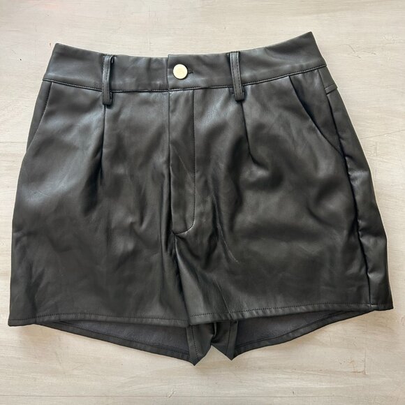 Black Vegan Leather Women's Shorts Size Small High Waist - Picture 10 of 10